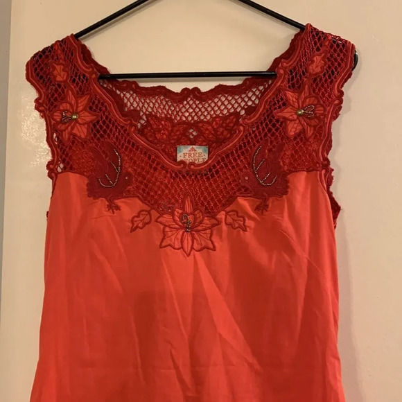 FREE PEOPLE NWOT Lace Shift Dress in Red - Picture 3 of 9